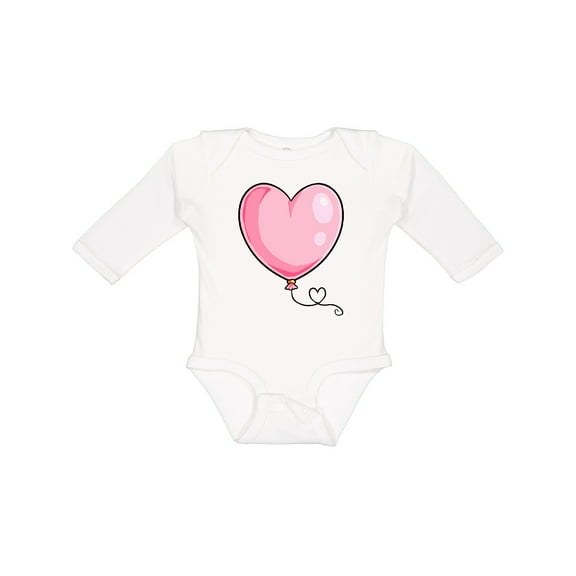 Inktastic Pink Balloon Heart Boys or Girls Long Sleeve Baby Bodysuit
