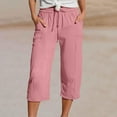 thumbnail image 2 of JJHGVB Cropped Trouser pedal pushers for women Knee Length Trousers Cropped Lounge Trousers Capri Pants for Women Lightweight Trousers pantalones capri mid-calf length Slacks Wide Leg Z1-Pink XL, 2 of 6