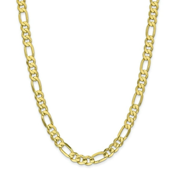 Auriga Fine Jewelry 10K Yellow Gold 8.75 mm Concave Open Figaro Chain Necklace for Women 20"