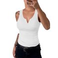 thumbnail image 4 of Langwyqu Summer Sleeveless Women Scoop Neck Slim Fit Tank Tops Buttons Low Cut Tops, 4 of 5