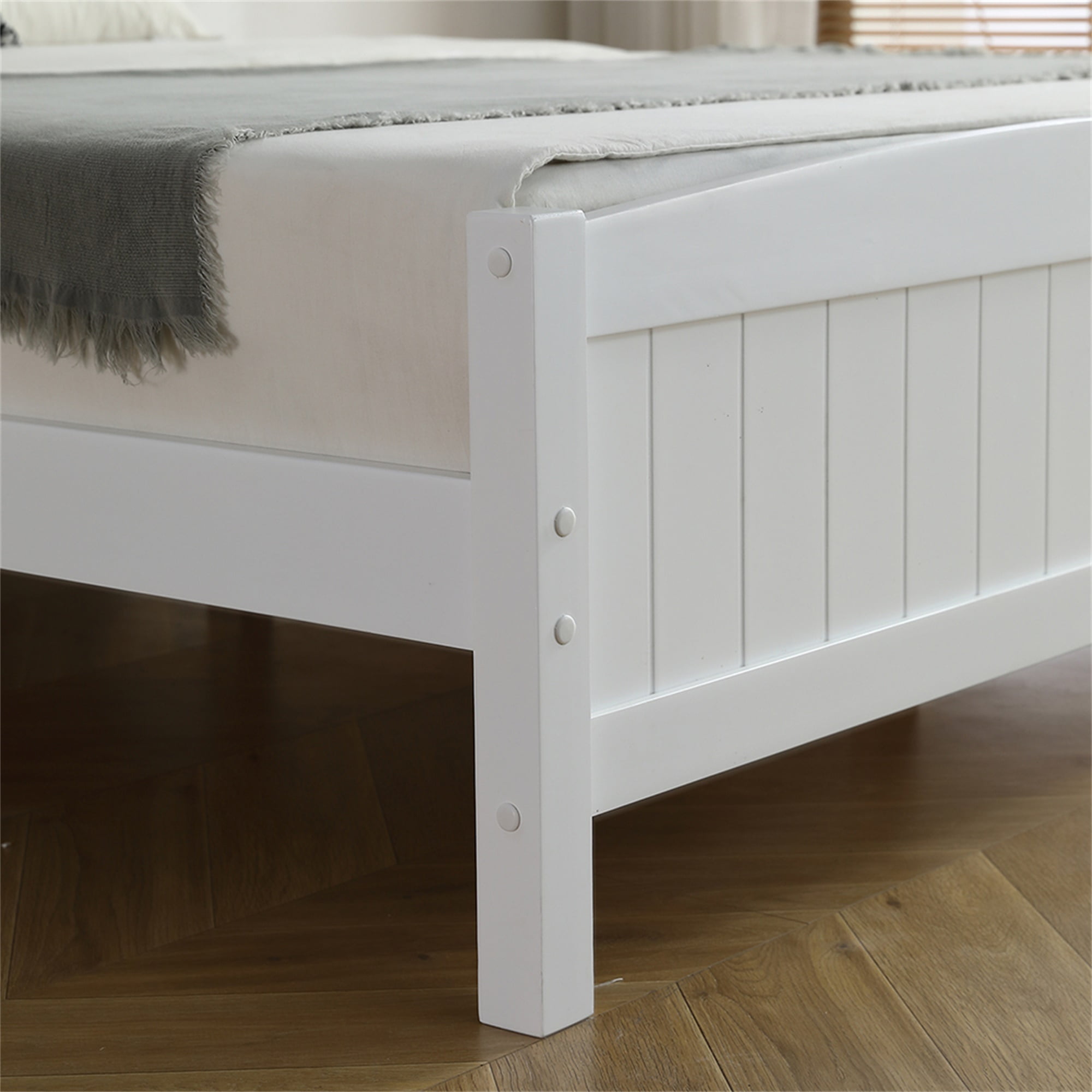 Kadyn Queen Vertical Bed, Queen Bed Frame, Queen Platform Bed Frame, Solid Wood Headboard, Slat Support, White Kadyn Queen Vertical Bed, Queen Bed Frame, Queen Platform Bed Frame, Solid Wood Headboard, Slat Support, White