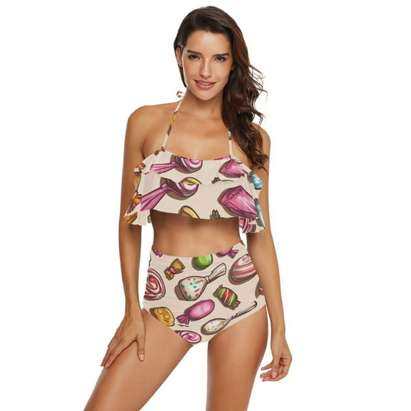 Ckdifva Candies Womens High Waisted Bikini Set Two Piece Swimsuit Bathing Suits