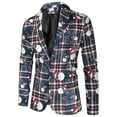 thumbnail image 4 of Christmas Suits for Mens, 2PCS Ugly Xmas Santa Claus Snowflake Print Suit Jacket Blazers Party Tuxedo Pants Sets, 4 of 9