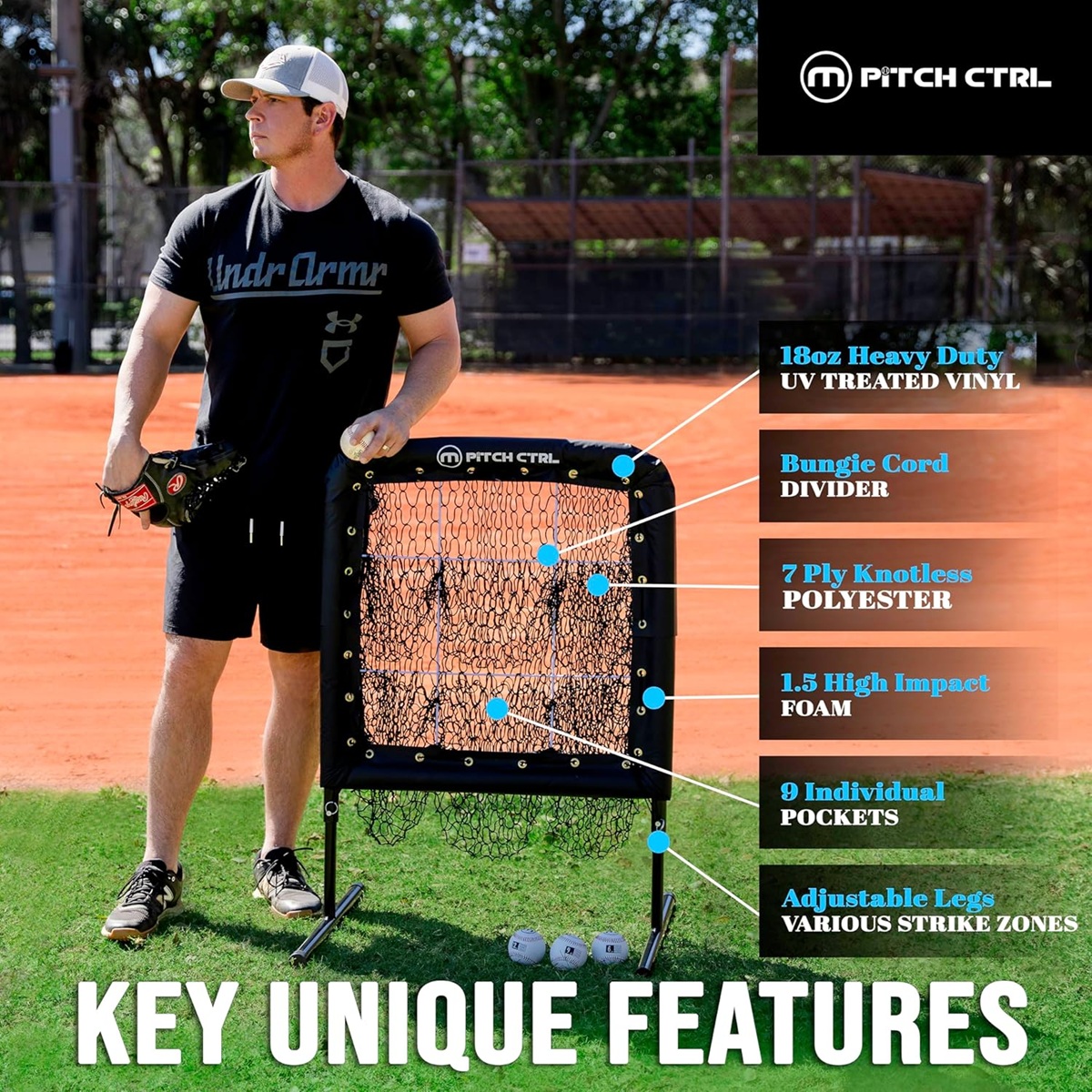 Pitch CTRL 9 Pocket Pitching Target Strike Zone for Baseball and Softball Pitchers