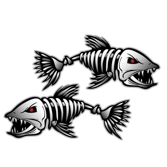1 Par De Huesos De Esqueléticos Gráficos A Prueba De Agua De Vinilo Para Kayak Canoa Pequeño Pesca (7x3.5 Pulgadas) DYNWAVEMX Pegatina