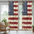 thumbnail image 3 of Outdoor Curtains for Patio Waterproof, American Flag Windproof Pravicy Outside Porch Blackout Curtain, Vintage Blue Red USA Flag Retro Sun Blocking Grommets Curtains for Cabana Gazebo 54"x108", 3 of 9