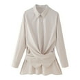 thumbnail image 1 of Blouses à Manches Longues pour Femmes Blouses à Manches Longues pour Femmes Mode Féminine Nouée à Rayures Ample Haut/chemise à Revers à Manches Longues Blouses à Manches Longues pour Femmes, 1 of 3