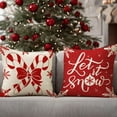 thumbnail image 6 of Merry Christmas Red Decorative Throw Pillow Covers 18 x 18 Set of 4, Xmas Tree Peppermint Candy Cane Porch Outdoor Home Decor, Let It Snow Winter Holiday Snowflake Sofa Couch Cushion Case, 6 of 6