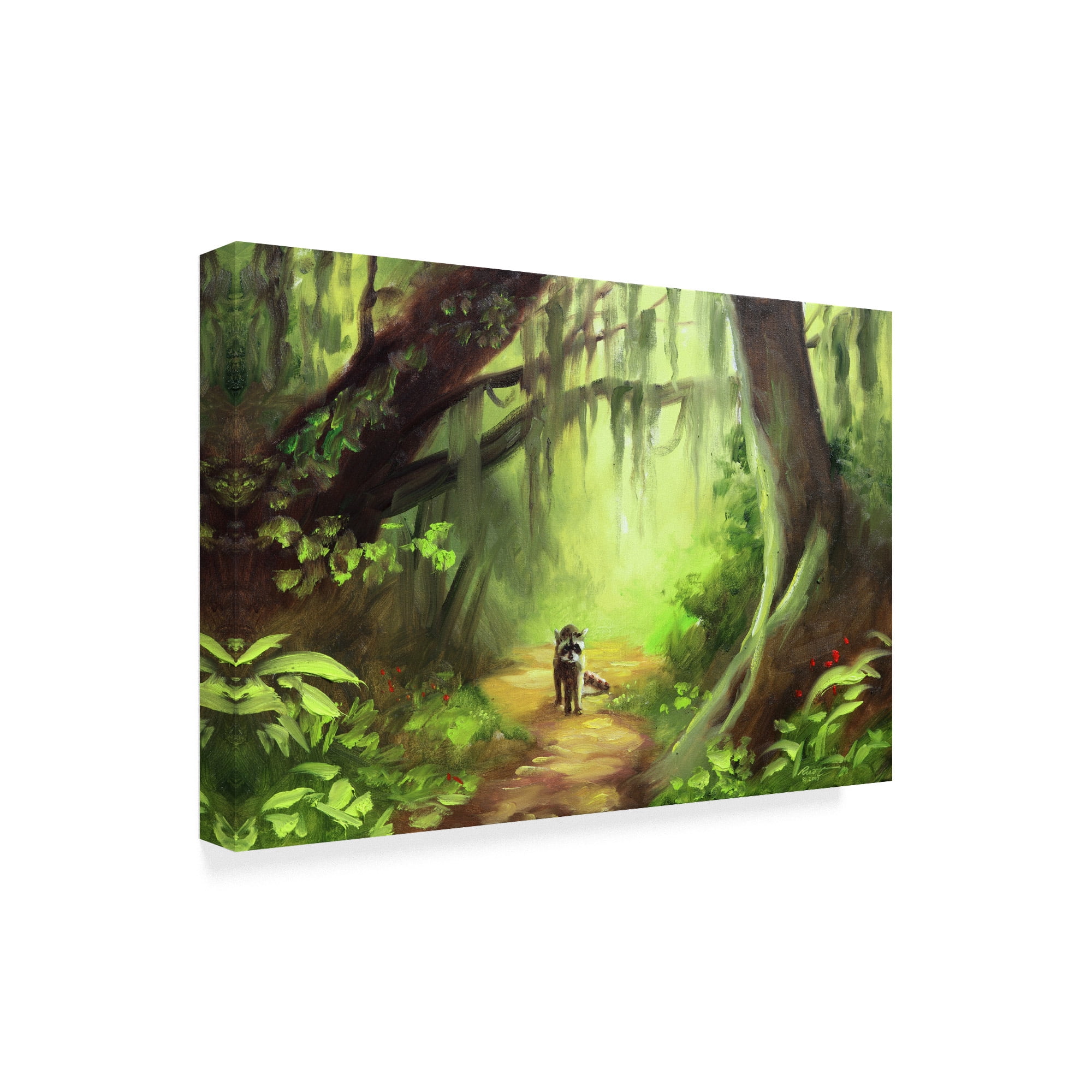 Trademark Fine Art 'Raccoon In The Path' Canvas Art by D Rusty Rust