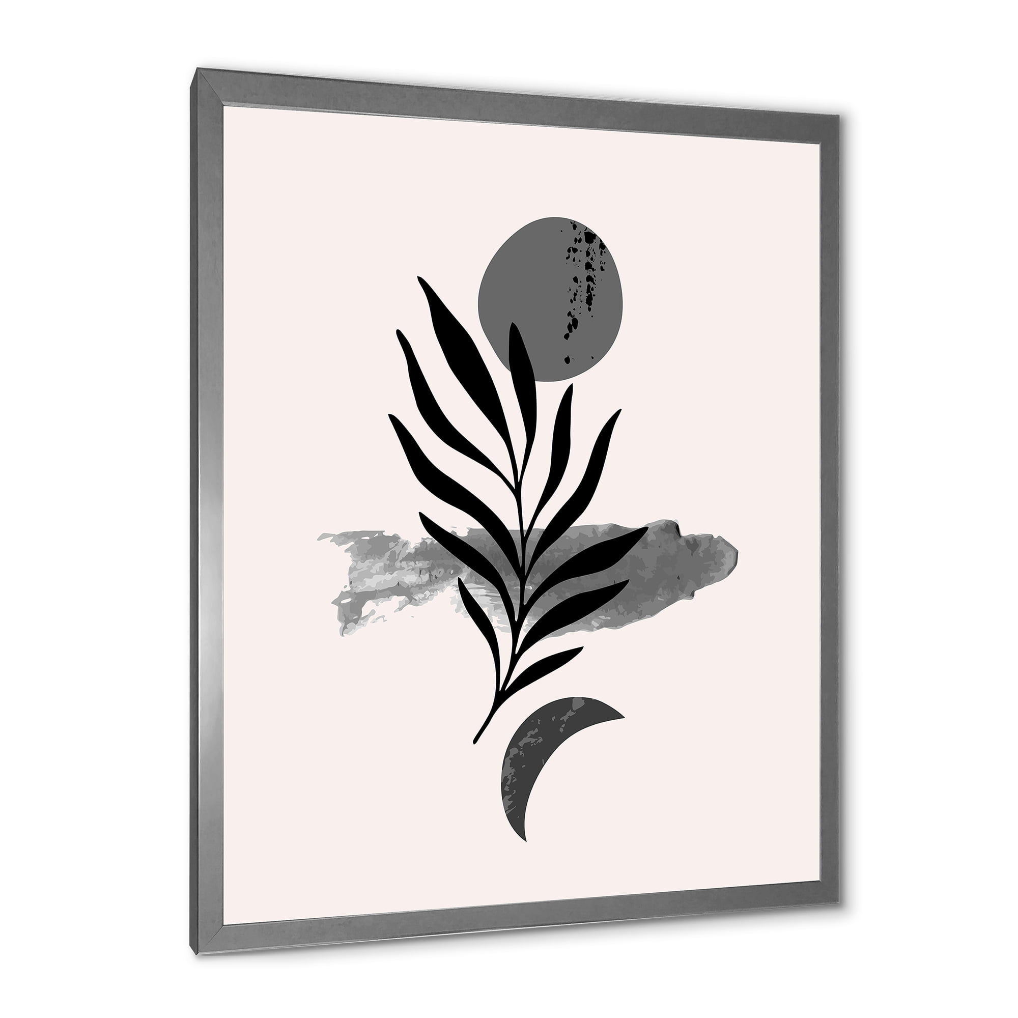 Designart 'Abstract Black Tropical Leaf II' Modern Framed Art Print