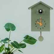 JTWEEN Minimalist Cuckoo Clock,Modern Cuckoo Wall Clock,Birdhouse Cuckoo Clock with Bird Voices Call Wall Art Home Living Room Kitchen Office Decoration (Green)