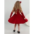 thumbnail image 5 of SILVERCELL 1-9T Toddler Girls Christmas Velvet Twirl Dresses + Headband, Little Girl Casual Long Sleeve Swing A-Line Skater Party Dress, 1-9 Years, Red, 5 of 8