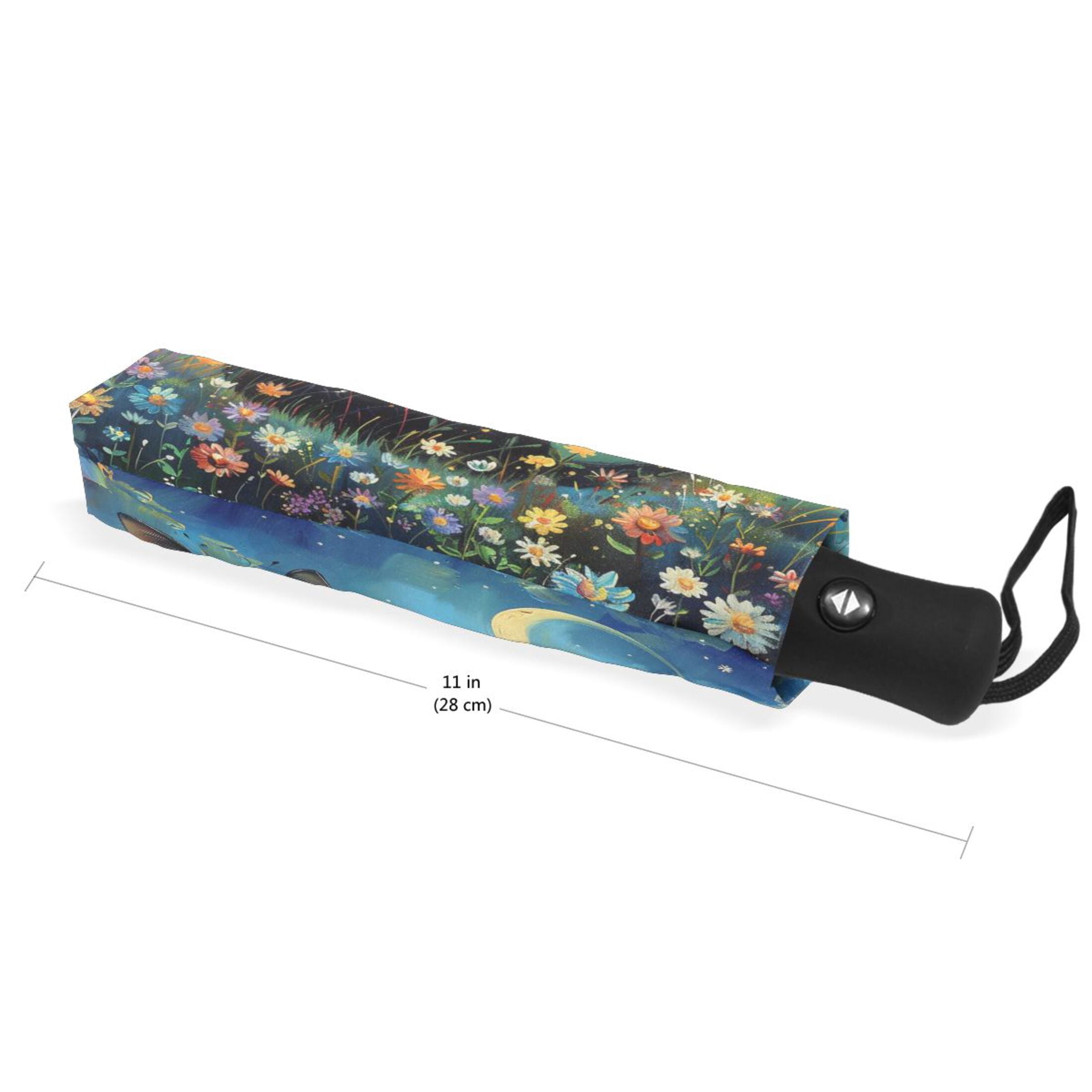 YAZAOO One-Touch Auto Open Close Rain Umbrella With Creative Moonlit Whiskers in Bloom Pattern