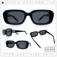thumbnail image 2 of Womens Luxe Mod Fashion Rectangle Beveled Thick Plastic Sunglasses All Black, 2 of 8