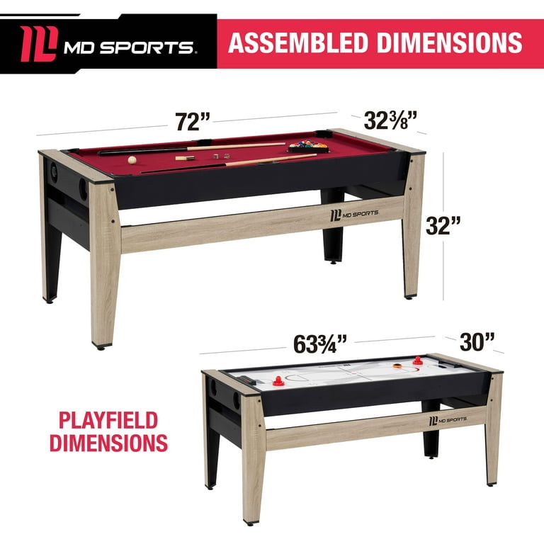 MD Sports Glendale 72 4-in-1 Swivel Combo Game Table 