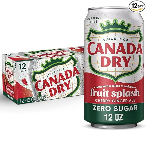 1x Canada Dry Zero Sugar Cherry Gingerale Fruit Splash 12oz, Pack of 12