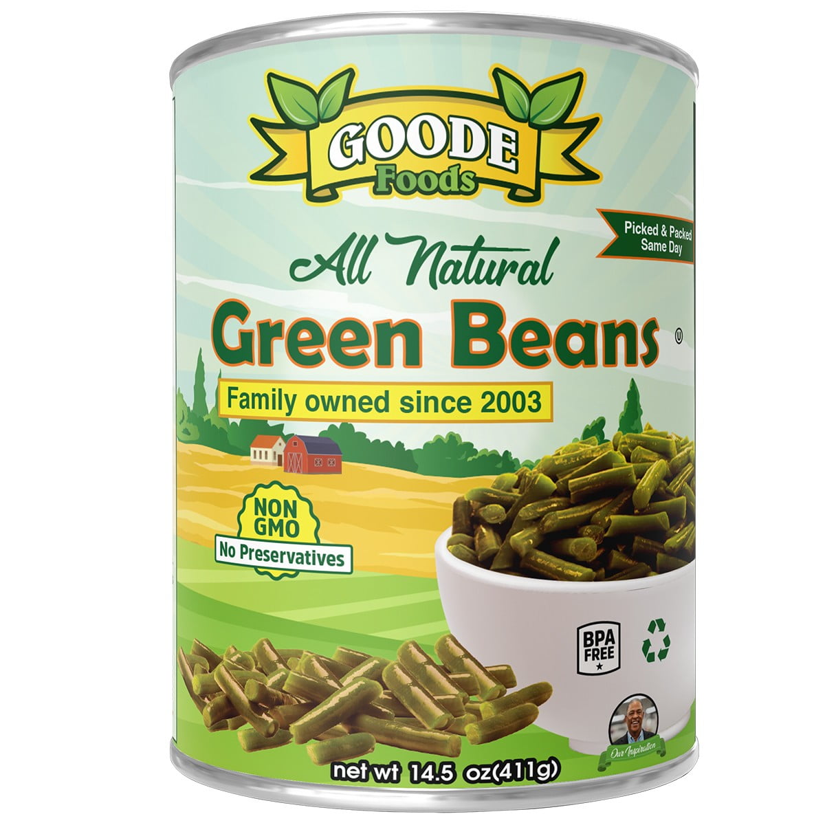 (12 pack) Goode Foods Cut Green Beans 14.5 oz Can