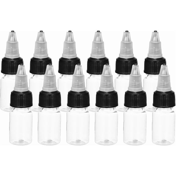 12Pcs Squeeze Bottles, Clear Dispensing Bottles with Twist Cap Lids, Plastic Squirt Bottle for Ketchup, Mustard,and Crafts