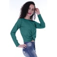 thumbnail image 3 of Moomaya Haut Court à Manches Longues avec Nœud devant pour Femmes T-Shirt d'Été Uni, 3 of 7