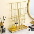 thumbnail image 3 of 5-Tier Gold Tabletop Metal Jewelry Necklace, Bracelet, Earring, Organizer with Ring Tray, 3 of 7