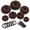 Brown, variant on MRSXXNTY Donut Hair Bun Maker 7 Pieces,Ring Style Bun Maker Set with Hair Bun Makers (1 extra-large, 2 large, 2 medium and 2 small), 5 pieces Hair Elastic Bands, 20 pieces Hair Pins, Dark Brown