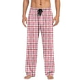 thumbnail image 2 of DJDLJWCJ Mens Pajama Pants Plaid Pajamas Long Lounge Lightweight Loose Drawstring Open Bottom Sleepwear Pants Pink 2XL, 2 of 6