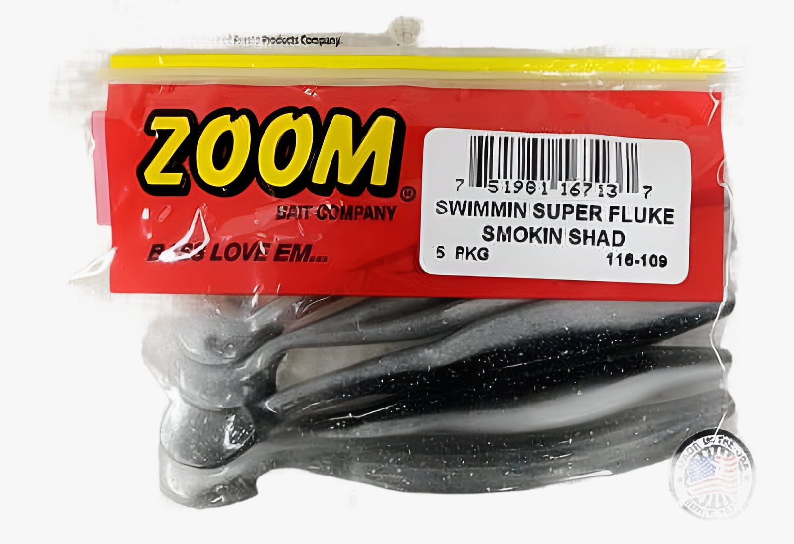 (2 pack) Zoom Swimmin Super Fluke Smokin Shad 5pk