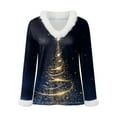 thumbnail image 4 of Gubotare Womens Long Sleeve V Neck Fur Collar Tops Casual Slim Fit Shirt Blouse Christmas Print Tees Women's Long Cardigan Sweaters (Black,L), 4 of 4