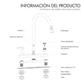 thumbnail image 4 of SOLVEX Mezcladora para Fregadero, Llaves para Fregadero de Cocina, Grifo de Cocina, Grifo de Cuerpo Principal de Lat&oacute;n, Llave para Fregadero de Acero Inoxidable, Acabado Cromado, SP-80008, 4 of 7