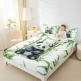 thumbnail image 4 of Castle Fairy Cute Panda 4-Piece Full Size Sheets,Green Leaves Bed Sheets,Cartoon Animal Lightweight Sheet Sets,Breathable Botanical Home Decor, 4 of 7