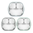 thumbnail image 6 of Shoreew Stainless Steel Toddler Plate with Suction Base 3-Compartment Baby Bowl Non-Slip Silicone Grip Unbreakable Metal Kids Dish, 6 of 7