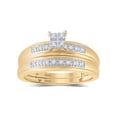 thumbnail image 2 of Diamond Princess 10kt Yellow Gold His Hers Round Diamond Cluster Matching Wedding Set 1/5 Cttw, 2 of 4
