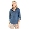 thumbnail image 5 of Made by Olivia Women's Roll up Sleeve Button Down Chambray Denim Shirt, 5 of 7
