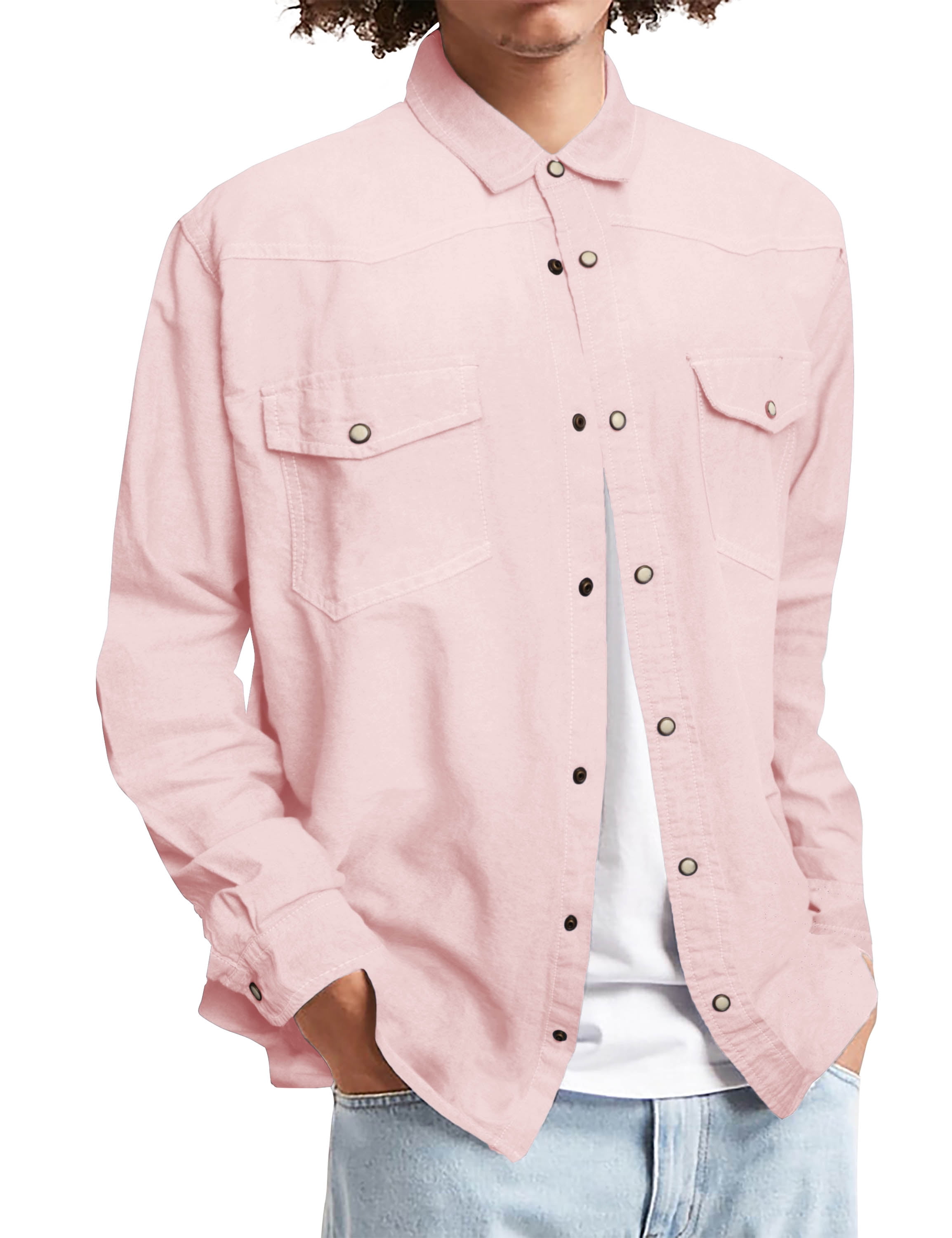 pink denim shirt mens