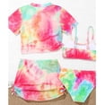 thumbnail image 5 of Gamivast Three Piece Rash Guard Set for Tween Girls Tie Dye Short Sleeve Top Bikini Skirt Bottom Summer Surfing Suit Beach Holiday Wear Bathing Suit, 5 of 7