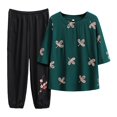 thumbnail image 1 of JHLZHS Robe de Mariée Femme Coton Lin Costume Mode Confortable Manches Courtes et Pantalon Long Haut Couleur Unie Pantalon Robes Cocktail pour Femmes 2024 Robe en Denim pour Femmes, 1 of 3