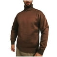 thumbnail image 4 of TFEOQRY Men's Turtleneck Sweater Loose Thickened Thermal Knitted Long Sleeve Pullover Casual Fall Winter Warm Tops Coffee, 4 of 5