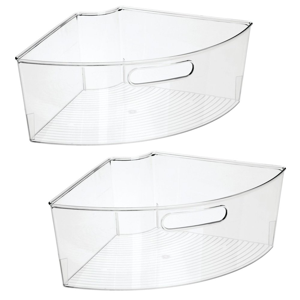 mDesign Lazy Susan Kitchen Food Storage Organizer Bin, 1/4 Wedge, 2