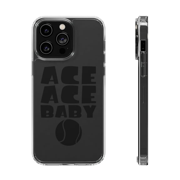 DistinctInk Clear Case for Apple iPhone 15 PRO (6.1" Screen) - Ace Ace Baby Tennis