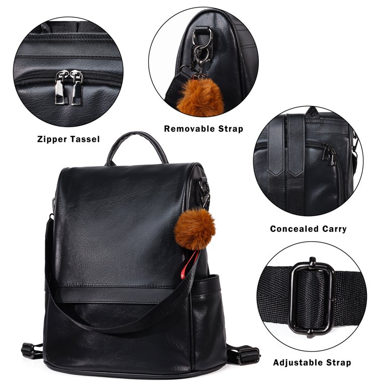 Faux Leather Anti-theft Backpack Purse with Multiple Pockets Amazon.com: VX VONXURY Backpack Purse for Women Faux Leather  main image 4
