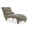 thumbnail image 2 of Belleze Teofila Tufted Chaise Lounge Chair Leisure Sofa Couch With Bolster Pillow Nailhead Trim and Turned Legs, Brown, 2 of 3