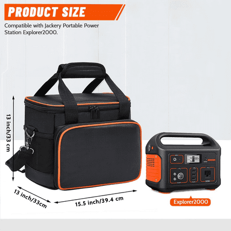 SEMEZUXX Carrying Bag for Jackery Portable Power Station Explorer2000 Storage Pockets Battery Case Travel Power Pack Black