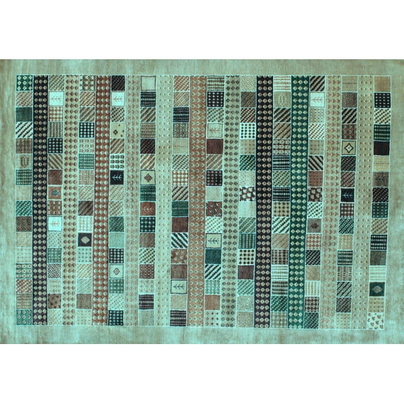 Ahgly Company Indoor Rectangle Abstract Light Blue Contemporary Area Rugs, 7' x 9'