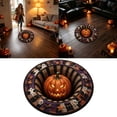 thumbnail image 2 of Halloween 3D Optical Illusion Round Rug, Jack-o'-Lantern Vortex Circular Mat with Ghost Skull Star Border Pattern, Non- Velvet Floor Carpet for Bedroom Living Room Halloween Home Decor, 2 of 3