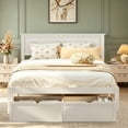 thumbnail image 3 of Full Size Bed Frame with Storage, UHOMEPRO Full Bed with Headboard and Under-Bed Storage Drawers, Easy Assembly Sturdy Platform Bed Frame, Space Saving, No Box Spring Needed, White, 3 of 10