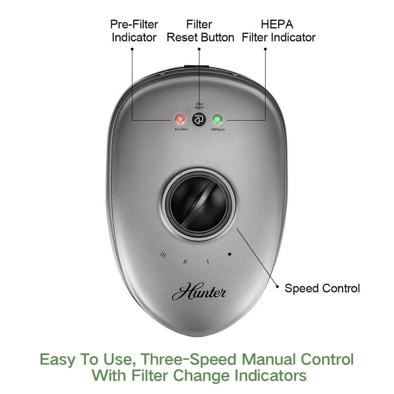 Hunter HT1702 HEPA Air Purifier with Viro Silver Technology for Medium Sized Rooms Titanium Black