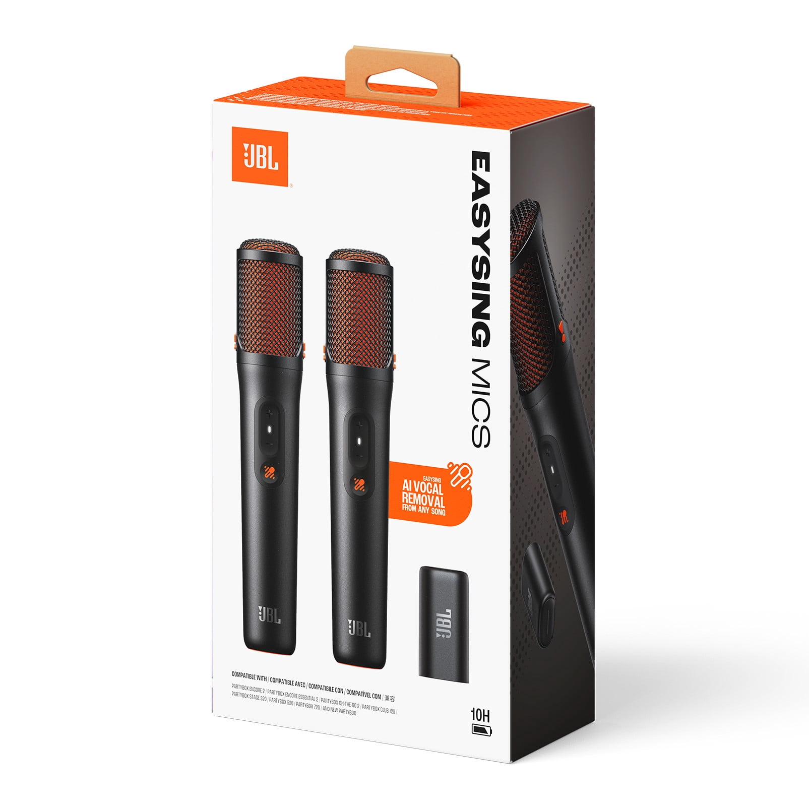 JBL EasySing Mics - Two wireless AI-powered microphones with real-time vocal removal - Black