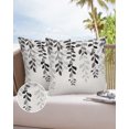 thumbnail image 6 of Pack of 2 Outdoor Pillow Covers, Plant Dark Grey Leaves Gradient Linen Texture Waterproof Square Throw Pillowcase Cushion Decorative Pillow Covers for Couch Patio Tent, 18x18 in, 6 of 6