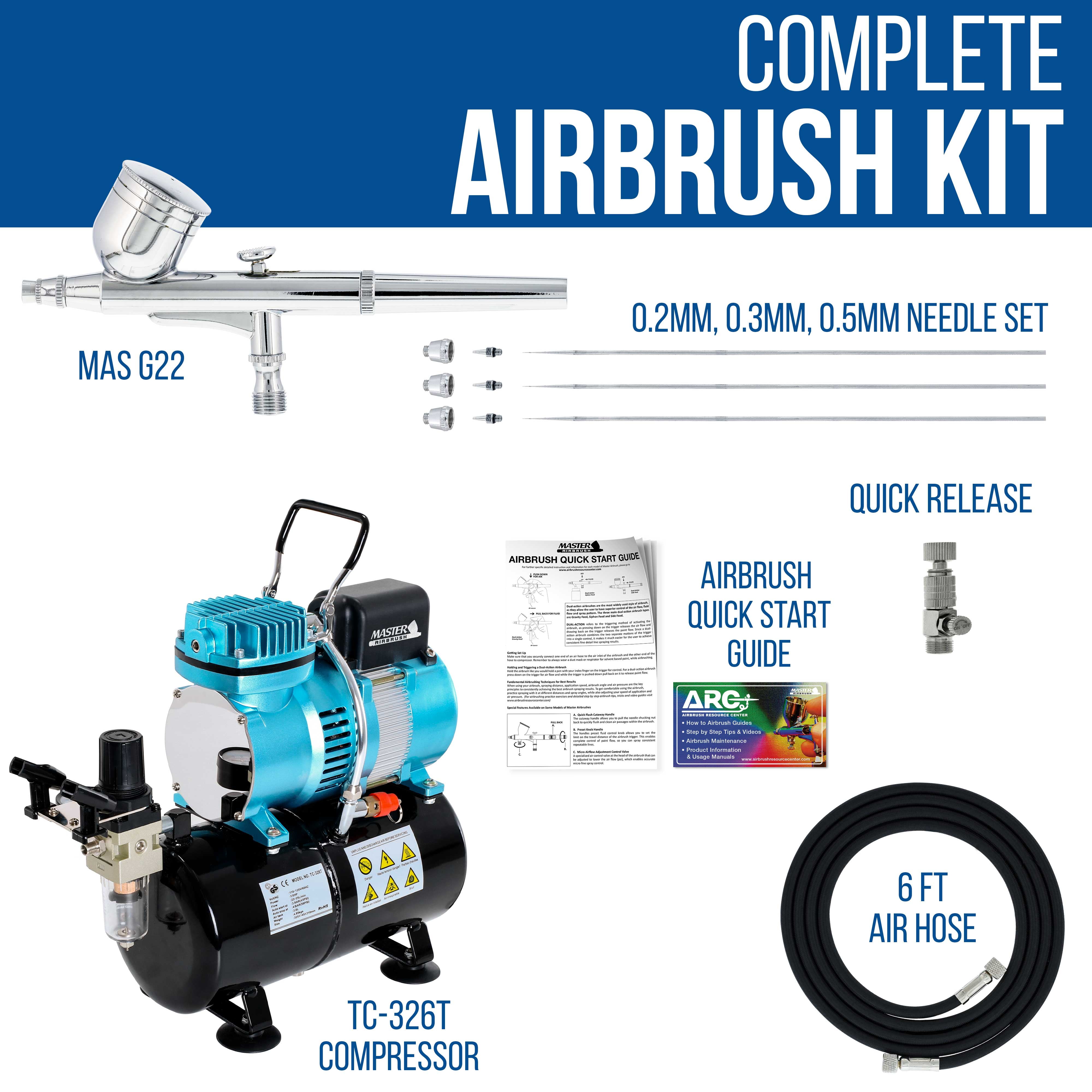 Dual Drive Series Airbrush Kit Compressor GT-918, 2 Airbrushes