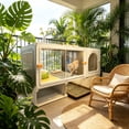 thumbnail image 4 of Functional Cat Cabinet, Hidden Litter Box Enclosure & Steps, Cat House with Pom-pom Toys for Fun, Washroom Cabinet with Litter Leak Walkway & Glass Doors, 4 of 6